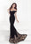 Tarik Ediz - Embellished Off-the-Shoulder Neck Gown 92525 in Black