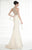 Tarik Ediz Embellished Crisscross Halter Strap Gown 92530 in Cream
