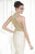 Tarik Ediz Embellished Crisscross Halter Strap Gown 92530 in Cream