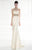 Tarik Ediz Embellished Crisscross Halter Strap Gown 92530 in Cream