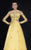 Tarik Ediz - Appliqued Tulle Gown 92540 in Yellow