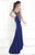 Tarik Ediz - One Shoulder Illusion Beaded Gown 92541 in Blue