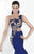 Tarik Ediz - One Shoulder Illusion Beaded Gown 92541 in Blue