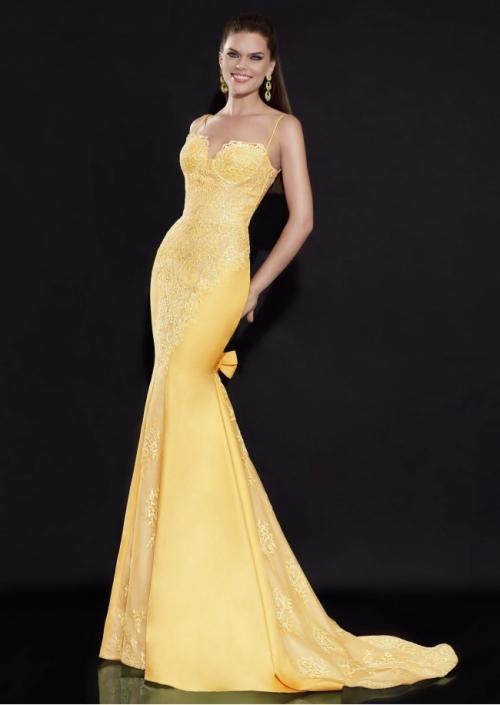 Tarik Ediz - Lace Sweetheart Mermaid Gown 92545 in Yellow