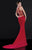 Tarik Ediz - Floral Beaded Back Details Svelte Gown 92546 in Red