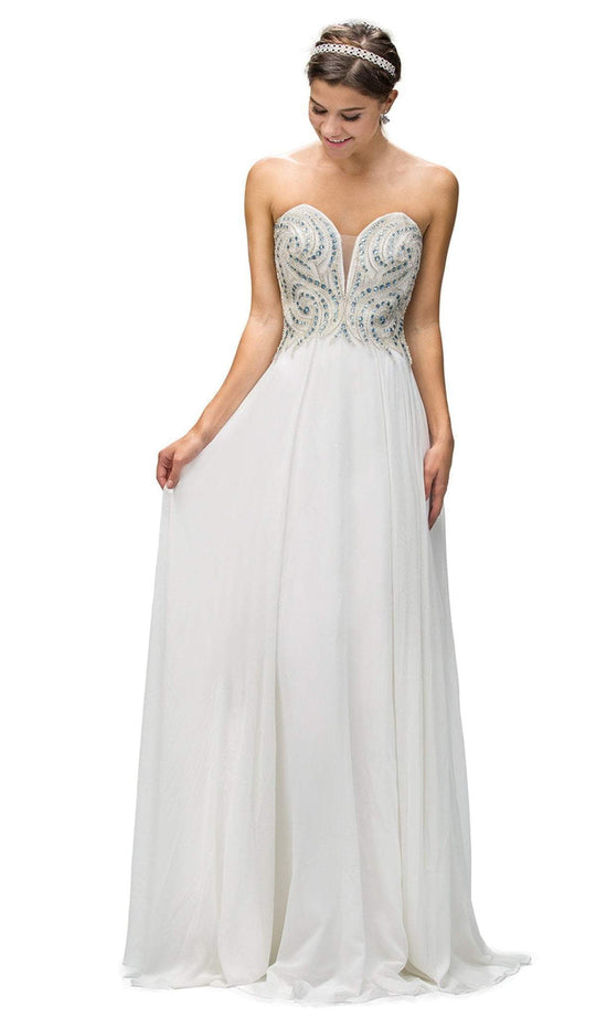 Dancing Queen - 9255 Plunging Beaded Sweetheart Long Evening Dress