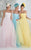 Tarik Ediz - Sweetheart Gown with Sheer Halter Overlay 92555 in Pink and Yellow