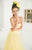 Tarik Ediz - Sweetheart Gown with Sheer Halter Overlay 92555 in Yellow