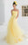 Tarik Ediz - Sweetheart Gown with Sheer Halter Overlay 92555 in Yellow