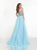 Tarik Ediz - Sweetheart Gown with Sheer Halter Overlay 92555 in Blue