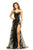 Johnathan Kayne - 9255 Sequined Sweetheart Slit Trumpet Gown In Black and Silver