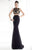 Tarik Ediz - Embroidered Crop Top Two-Piece Gown 92564 in Black