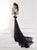Tarik Ediz - Halter Neck Embellished Gown 92566 in Black and White