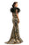 Johnathan Kayne - J2-9256 Embellished Feathered Sleeves Trumpet Gown In Gold and Silver