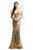 Johnathan Kayne - 9256 Sequined Deep V-neck Mermaid Dress In Neutral and Gold
