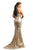 Johnathan Kayne - 9256 Sequined Deep V-neck Mermaid Dress In Neutral and Gold