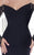 Tarik Ediz Ribbon Accented Long Sleeve Off Shoulder Gown 92571 In Black