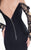 Tarik Ediz Ribbon Accented Long Sleeve Off Shoulder Gown 92571 In Black
