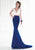 Tarik Ediz - Two-Piece Lace V-Neck Long Gown 92575 in White and Blue