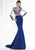 Tarik Ediz - Two-Piece Lace V-Neck Long Gown 92575 in White and Blue