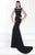 Tarik Ediz - Square Neck Evening Gown 92581 in Black