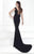 Tarik Ediz - Square Neck Evening Gown 92581 in Black