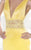 Tarik Ediz - V Neckline Tiered Lace Gown 92589 in Yellow