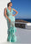 Tarik Ediz - V Neckline Tiered Lace Gown 92589 in Green