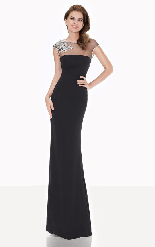 Tarik Ediz - Illusion Sheath Gown 92618 in Black