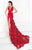 Tarik Ediz - Plunging V-Neck Evening Gown 92624 in Red
