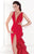 Tarik Ediz - Plunging V-Neck Evening Gown 92624 in Red