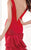 Tarik Ediz - Plunging V-Neck Evening Gown 92624 in Red