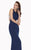 Tarik Ediz - Crisscrossed Sheath Gown  92659 in Blue