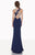 Tarik Ediz - Crisscrossed Sheath Gown  92659 in Blue