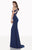 Tarik Ediz - Crisscrossed Sheath Gown  92659 in Blue