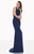 Tarik Ediz - Crisscrossed Sheath Gown  92659 in Blue