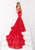 Tarik Ediz - Floral Illusion Bateau Neck Gown 92665 in Red