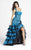 Blush - 9266 Asymmetrical Ruffled Tiered Gown In Blue