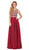 Dancing Queen - 9266 Embroidered-Lace Bodice Chiffon Long Prom Dress in Red