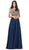 Dancing Queen - 9266 Embroidered-Lace Bodice Chiffon Long Prom Dress in Blue