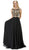 Dancing Queen - 9266 Embroidered-Lace Bodice Chiffon Long Prom Dress in Black