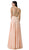 Dancing Queen - 9266 Embroidered-Lace Bodice Chiffon Long Prom Dress in Orange