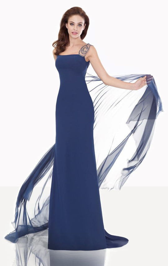 Tarik Ediz - Chiffon Panel Gown 92670 in Blue
