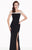 Tarik Ediz - Bejeweled Off-Shoulder Gown 92672 in Black
