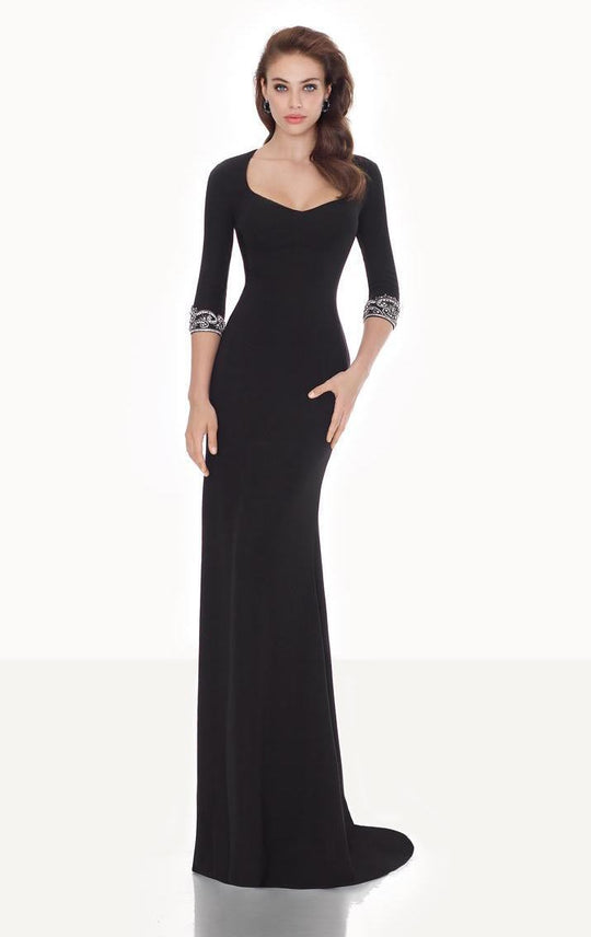 Tarik Ediz - Embellished Cuff Gown 92676 in Black