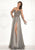 Tarik Ediz - Beaded Illusion Bateau Neck Gown 92682 in Gray