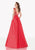 Tarik Ediz - Floral Cap Sleeves Ballgown 92696 in Red
