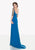 Tarik Ediz - Embellished Sleeves Long Dress 92697 in Blue