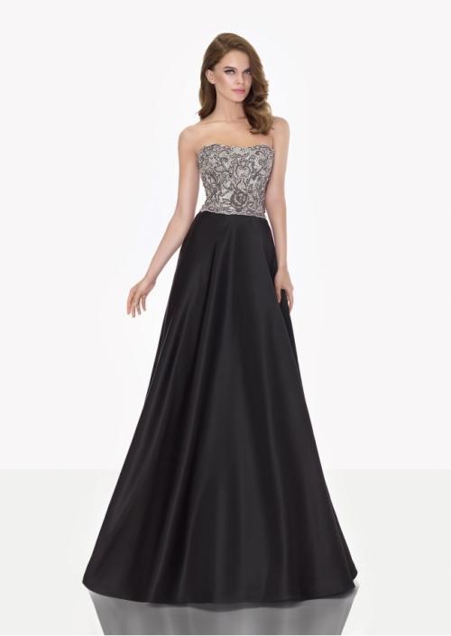 Tarik Ediz - Strapless Long Gown 92706 in Black