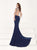 Tarik Ediz - 92717 High Neck Adorned Evening Gown In Blue